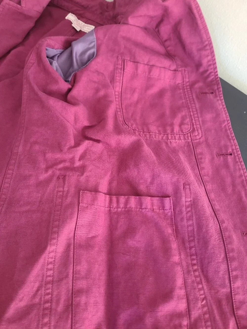 Wallace & Barnes Mens 38S Cotton Linen Chore Blazer Jacket Magenta Utility